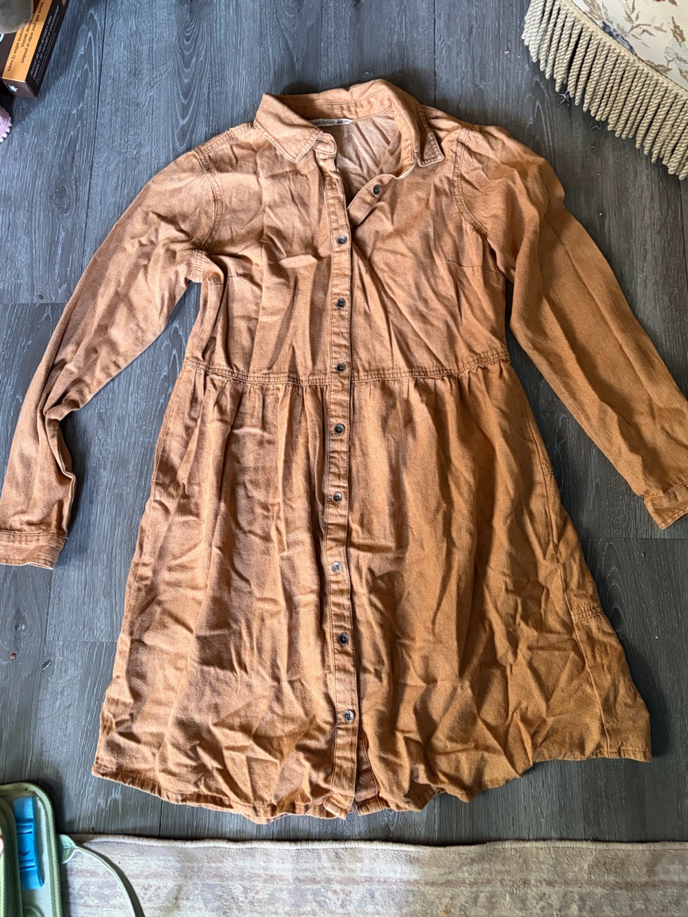 Button-Front Midi Dress in Rust